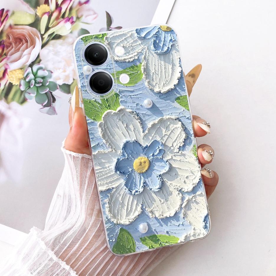 For Vivo Y05 4G Case Colorful Flowers Painted Cover Clear Silicone Soft Slim Phone Case For Vivo Y11d Y 05 VivoY05 VivoY11d Bags