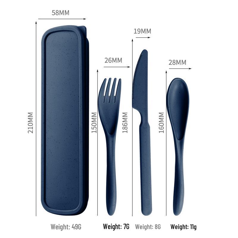 Wheat Straw Travel Cutlery Set: Knife, Fork, Spoon with Storage Box