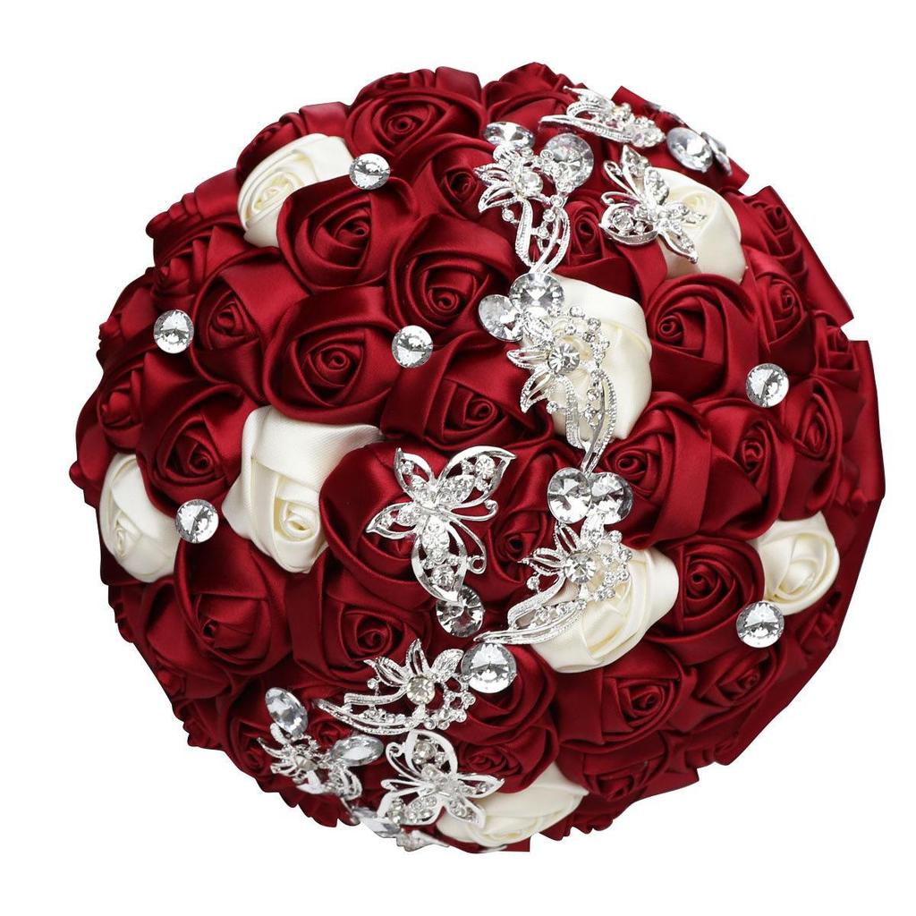 Wifelai Butterfly Drill Ribbon Bridal Bouquet W2216