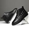 Vinter Herr Äkta Casual Läder Stilfulla Höga Brittisk Stil Chelsea Boots Män Eleganta Svarta Enfärgade Krokodilmönstrade Skor