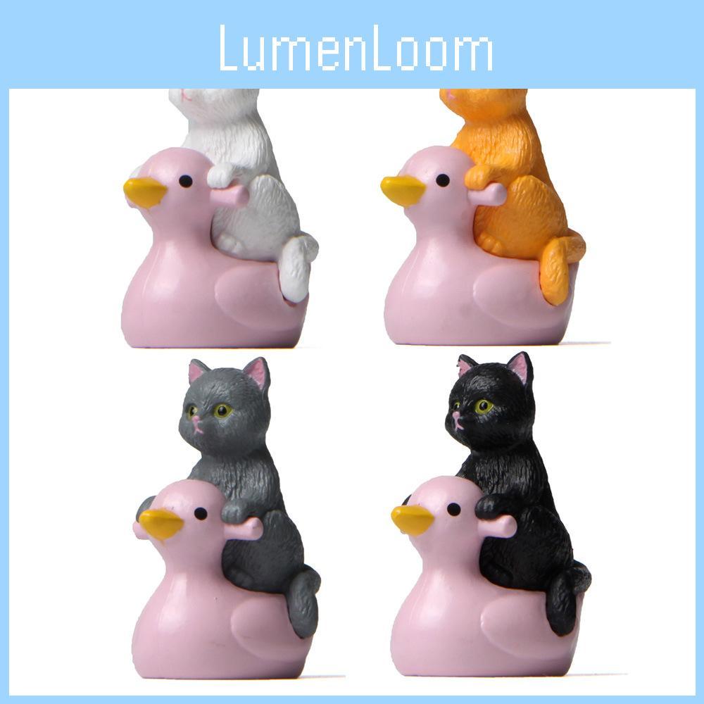 Waterplay Series Pvc Cartoon Duck Kitten Small Landscape Figurines For Home Office Decor