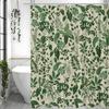 Green Leaf Shower Curtain, Bathroom Decorative Shower Curtain, Waterproof Shower Curtain with Hooks