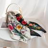 Eșarfă tip snood din lână mătăsoasă cu imprimeu floral față-verso pentru femei - Șal elegant, luxos, ușor