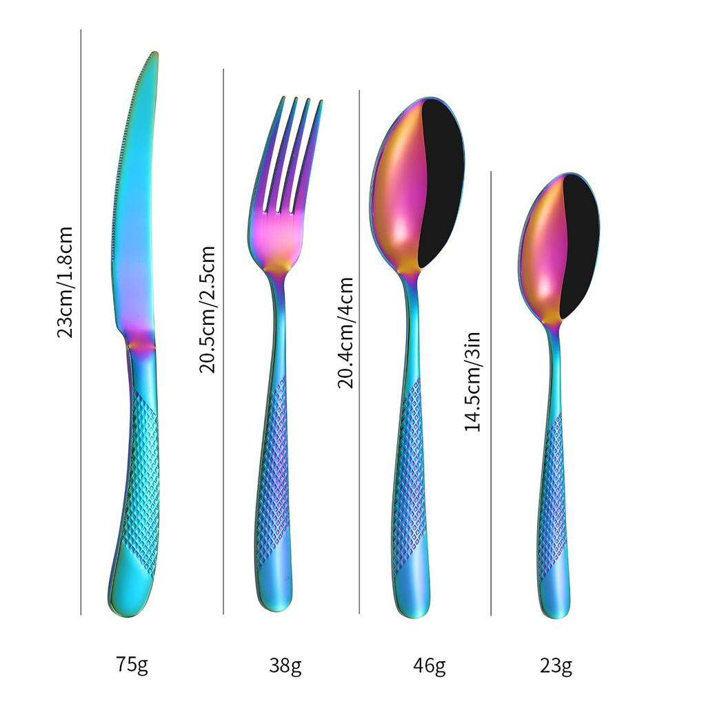 High-End-Western-Food-Geschirrset, Star Diamond, Edelstahl, Haushaltssteakmesser, Gabel und Löffel, komplettes Set für 6 Personen, für 4 Personen