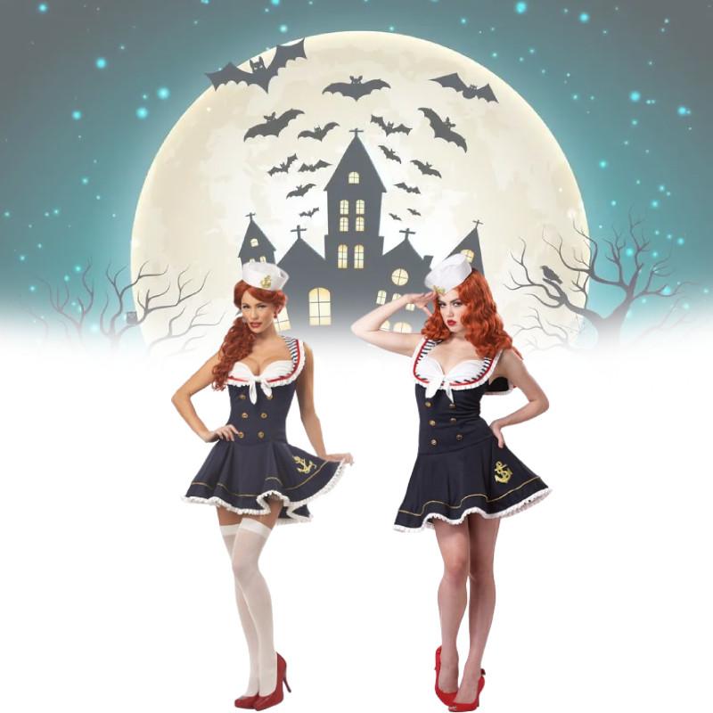 Sexy Ladies Halloween Sassy Sailor Girl Party Costume Naval Fancy Outfit Dress