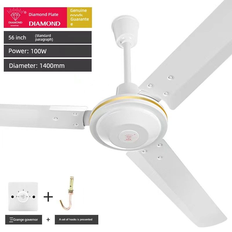 Diamond Brand Ceiling Fan For Home Living Room Iron Leaf Dormitory Industrial Hanging Electric Fan Dining Room Sound Light Strong Wind 4856-Inch