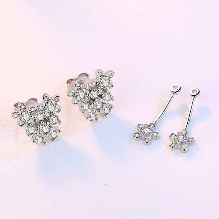 Korean Retro Flower Stud Earrings - Two-Way Wear Petal & Star Design for Women