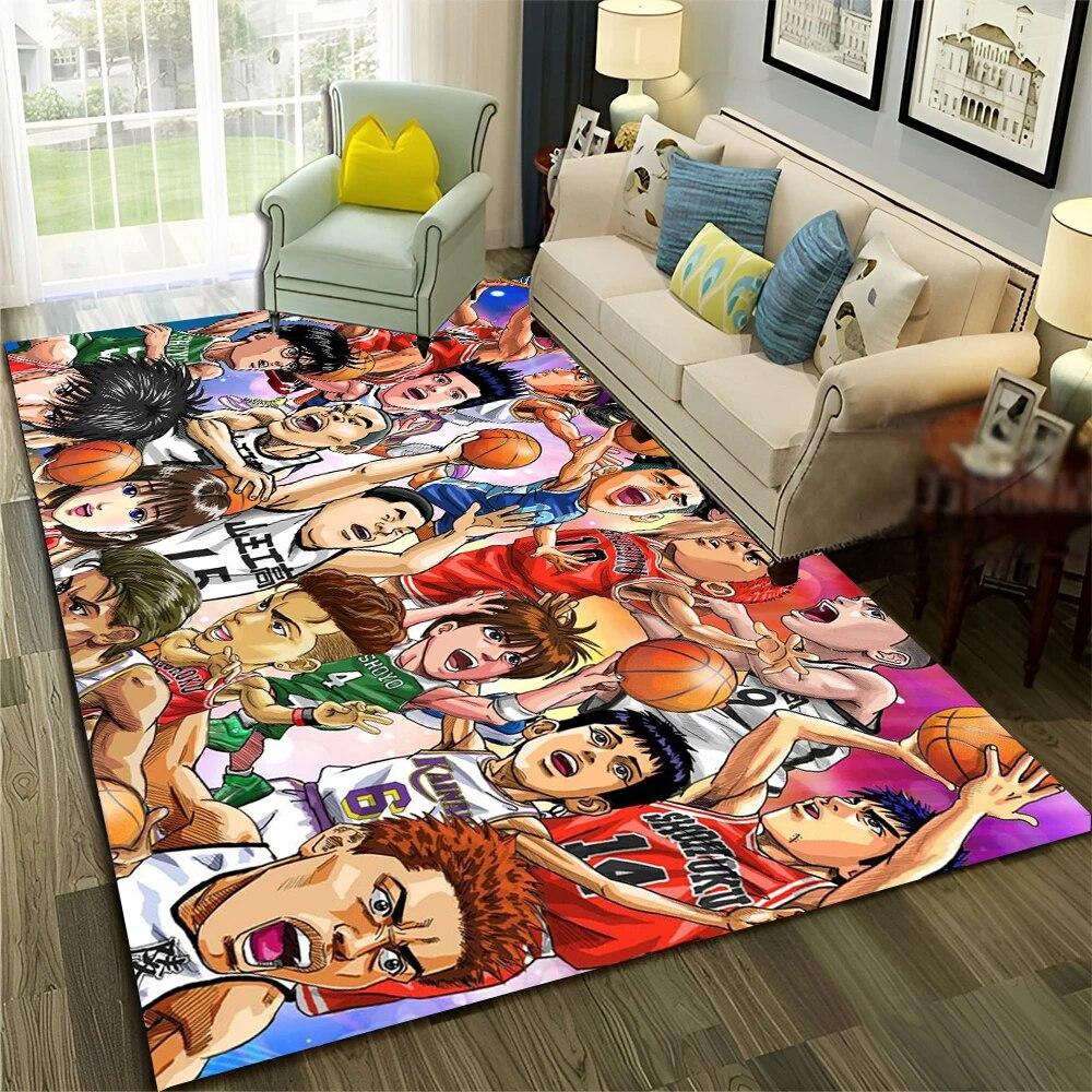 

3D Basketball Anime Slam Dunk Cartoon Carpet Rug for Home Living Room Bedroom Sofa Doormat Decor,kid Area Rug Non Slip Floor Mat
