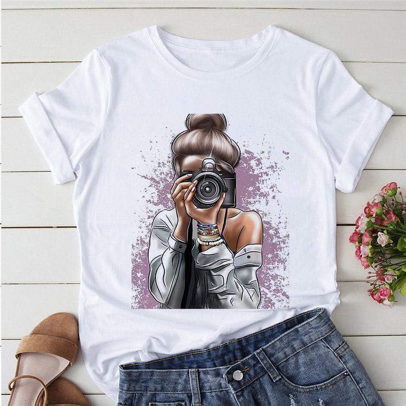 Flower Pretty Girl Fashion Trend Oversized Tops Custom T-Shirt Kawaii O-Neck Tshirt Soft Clothes For Women Female Tee-Shirt
