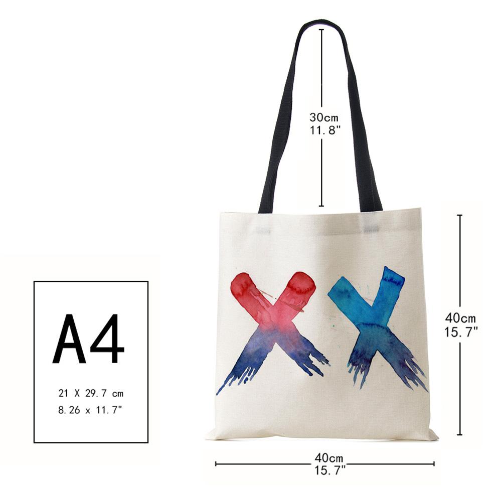 Abstract Print Casual Shoulder Bag Women Canvas Shopping Reusable Tote Bag 2022 Harajuku Travel School Book Beach Handbag CLE