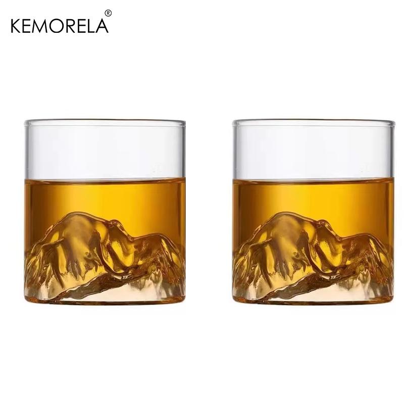 1/2 Stück Japanische Glas-Gletscherberg-Teetasse Mt. Fuji Hitzebeständiges Glas Teetasse Büro Praktisch Retro Weinglas Whiskyglas Zuhause