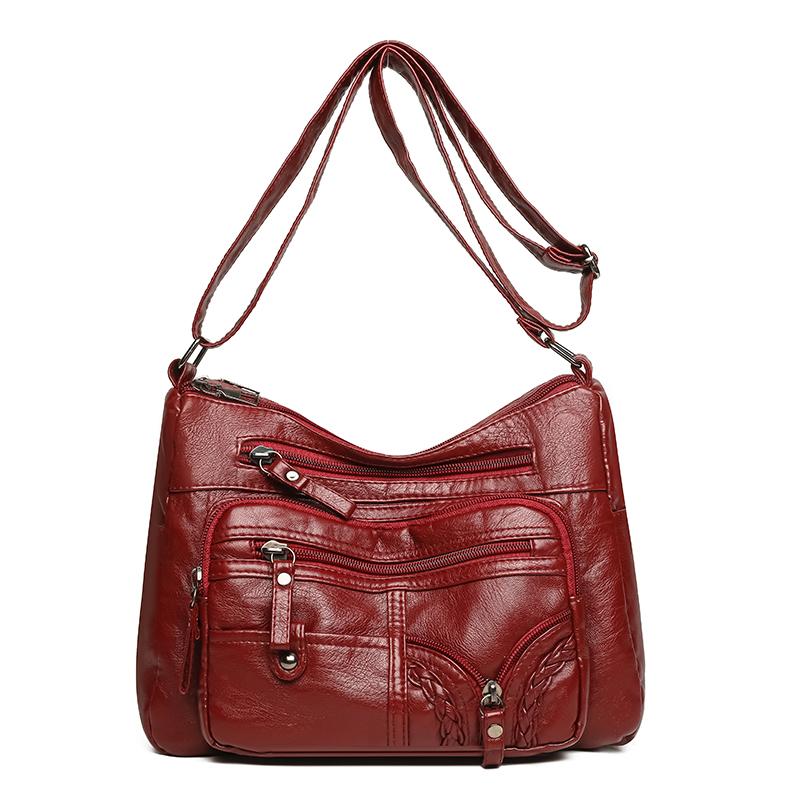 Women's Shoulder Bag PU Large Capacity Multifunctional Messenger Bag Vintage Mother Bag