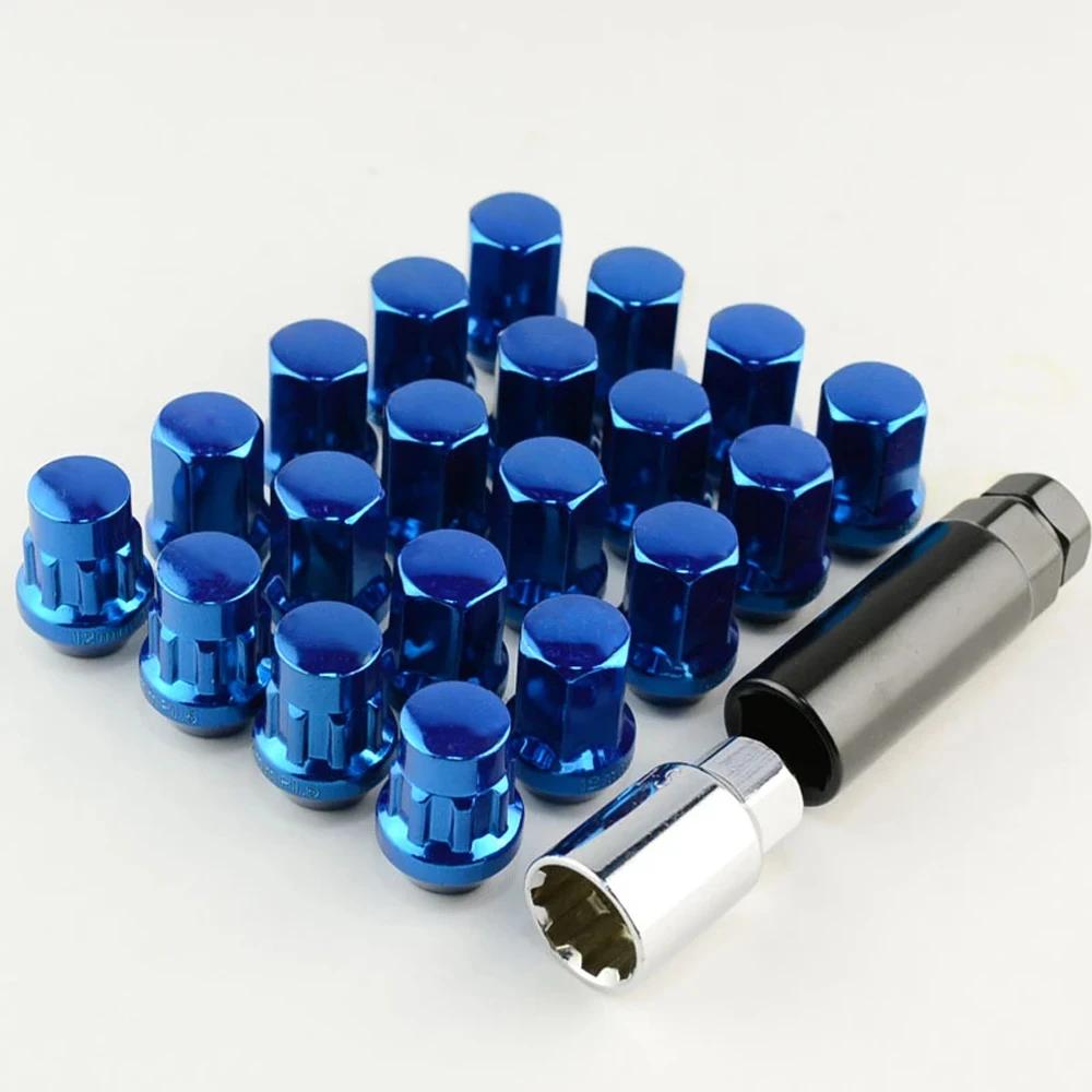 Brake Blue Bolts 20pcs Car Wheel Lug Nuts M12X1.5/M12X1.25 Close Wheel Lock Lug Nuts Rays Volk 17 HEX Racing Lug Nuts Aluminum