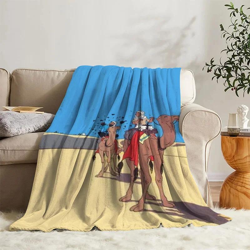 Anime Blanket Tintins Flannel Sofa Camp Nap Bedspread Soft Blanket Fleece Home Textile Birthday Gift Blanket Bedroom Decor