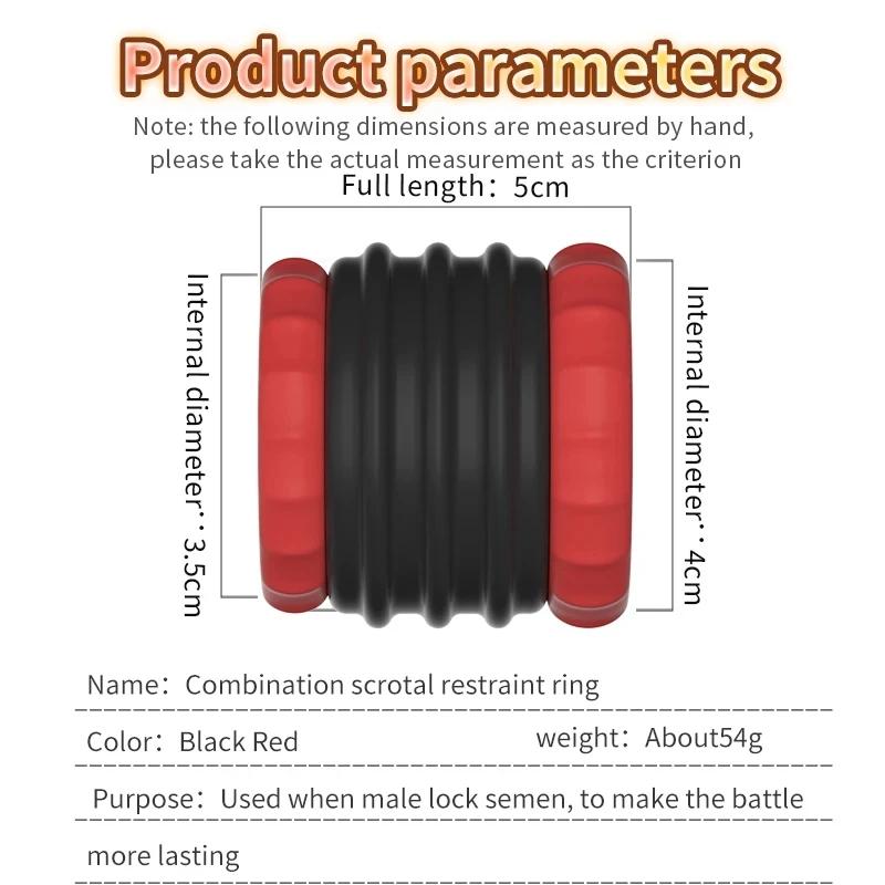 Removable Silicone Penis Ring Time Lock Cock Lasting Erection Extender Scrotal Testis Restriction Sex Chastity Toys For Male 18