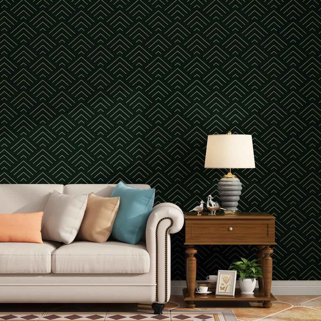 40cm wall sticker thickened bedroom stripes waterproof moisture-proof European modern Background wallpaper room decoration