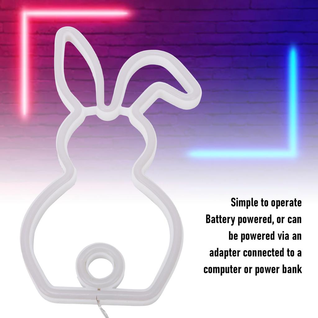   Neon Light Battery Operated Bunny LED Neon Sign Easter Decoration for Bedroom Dorm Easter Party Bar