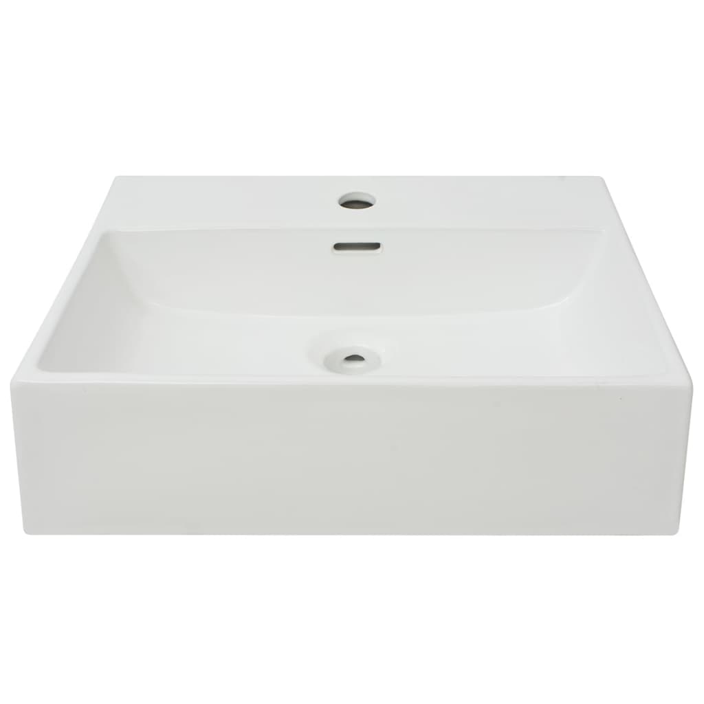 vidaXL Sink with Faucet Hole Ceramic White 51.5x38.5x15 Cm