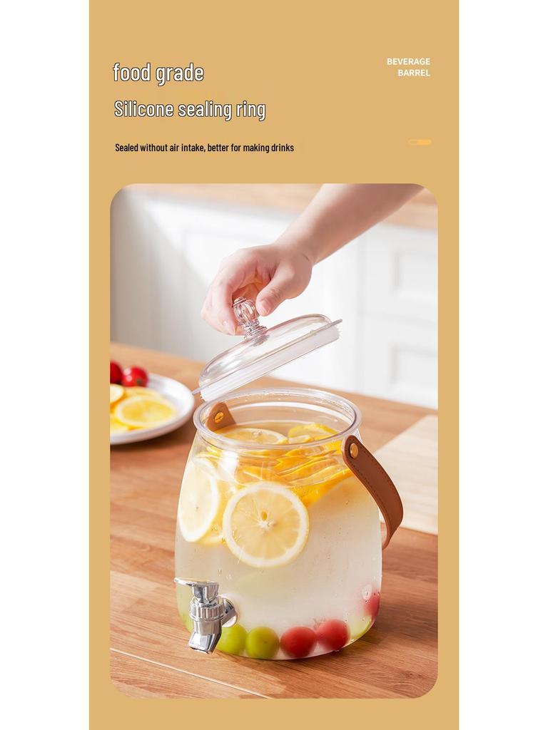 Large Capacity Refrigerator Water Dispenser with Faucet -  Fruit Tea Cold Water Jug & Beverage Bucket