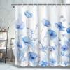 Enhance Your Bathroom with a Waterproof Shower Curtain Featuring Delicate Blue Flowers for a Fresh and Elegant Look