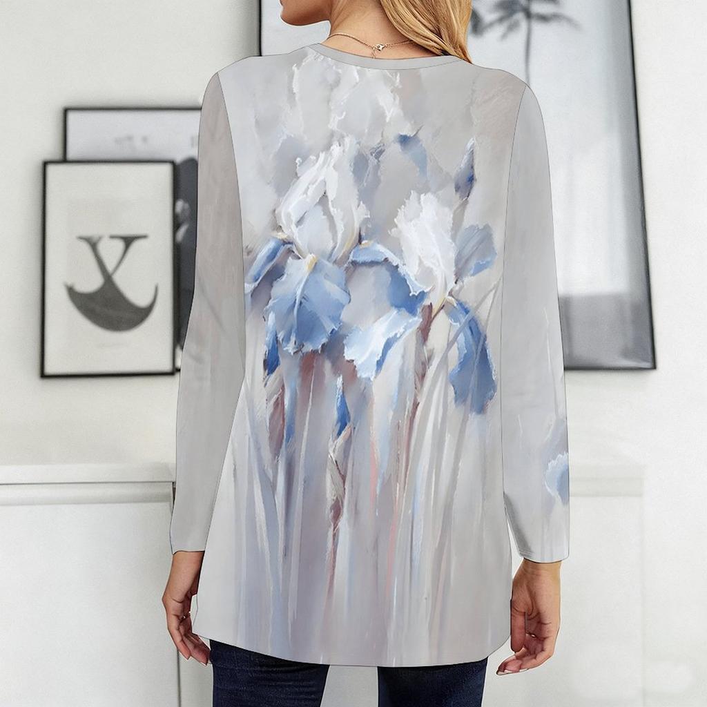 Plus Size Ladies Crew Neck Long Sleeve T Shirt Soft Baggy Tops For Home Relax And Outdoor Walking