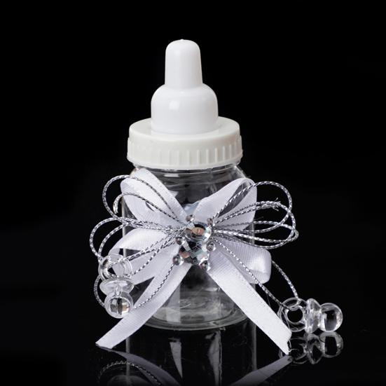 1/6/12 Pièces Mini Bouteille de Lait Boîte à Bonbons avec Ours Strassé Ruban Nœud Bonbons Goodies Pot de Rangement Friandises Fête de Naissance Cadeaux