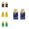 Beautiful Multicolor Alloy Earrings Rectangular Floral Shape For Women