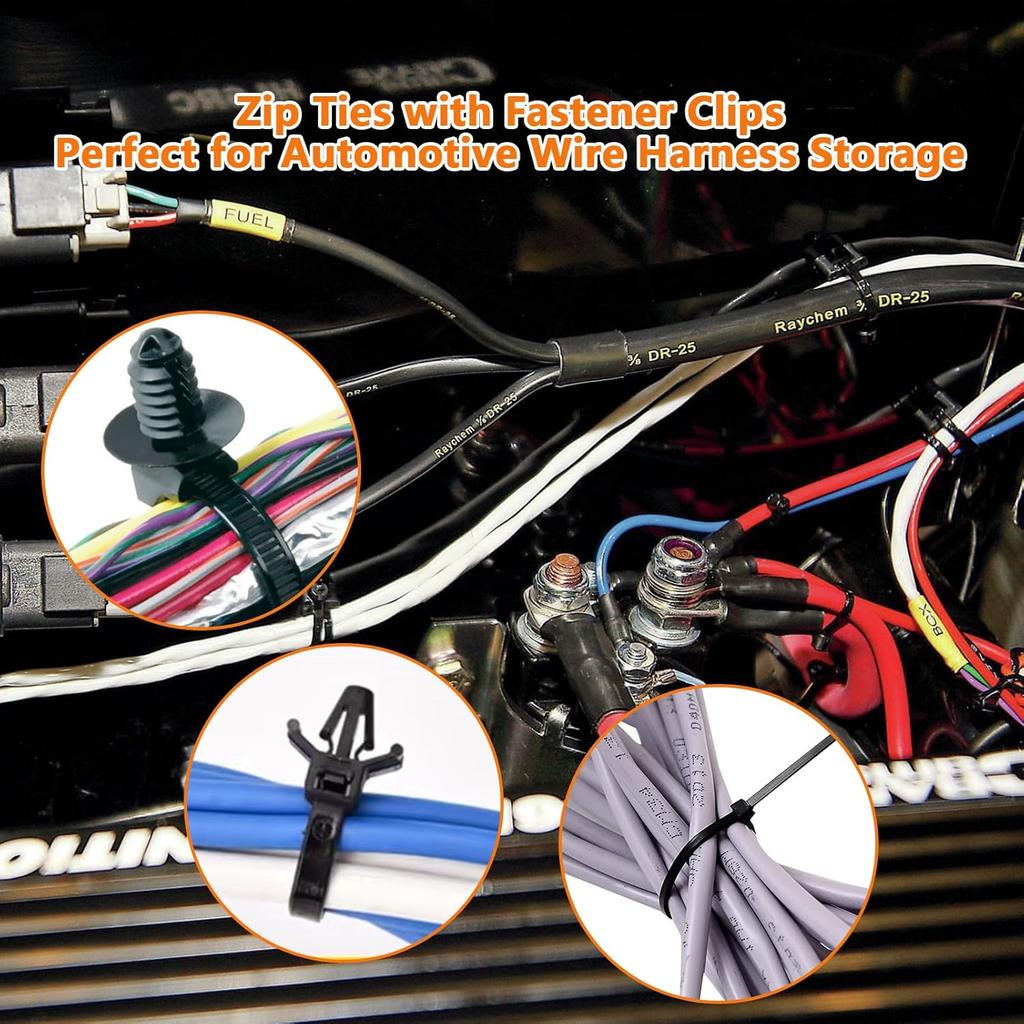 180Pcs Wire Loom Clips For Car Push Mount Zip Ties Assorted Sizes Automotive Fuel Line Cable Ties 6 Inch Wire Holder For Car Zip Ties Anchors Screw