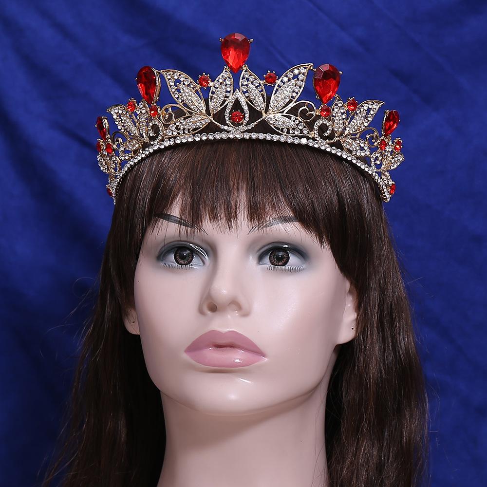 Bridal Jewelry Leaf Shape Wedding Baroque Queen Golden Crown Wedding Dress Accessories