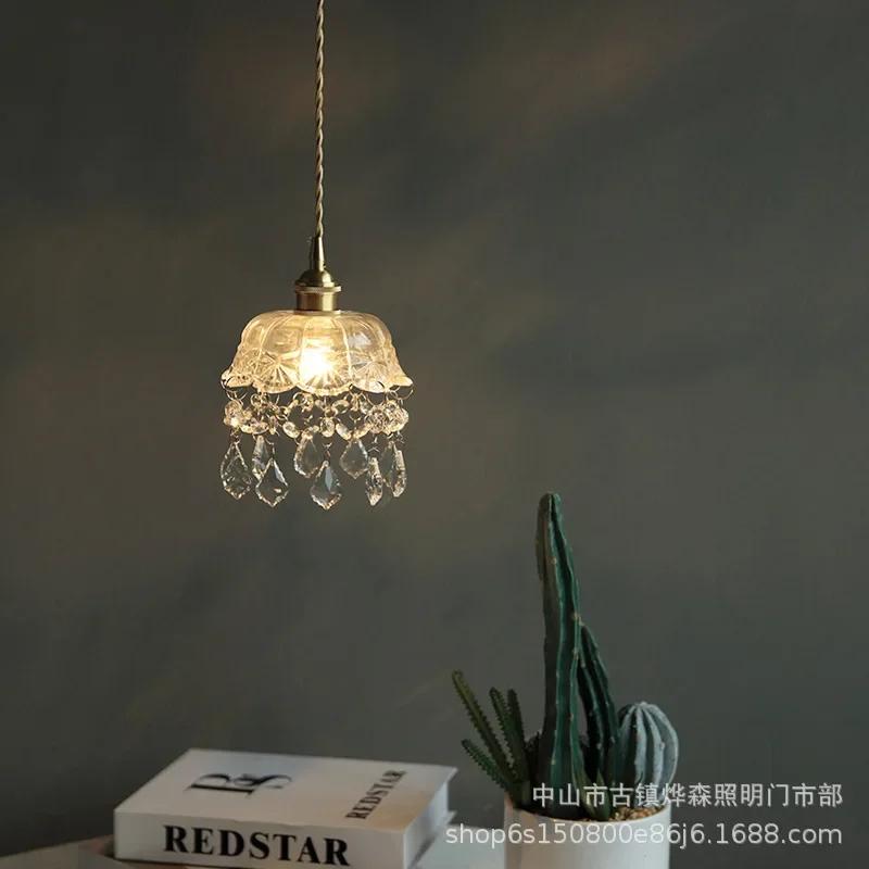 Retro Crystal Pendant Lamp Indoor Decorative Chandelier For Restaurant Bar Dining Table Light Aisle Porch Bedroom Hang Lamp