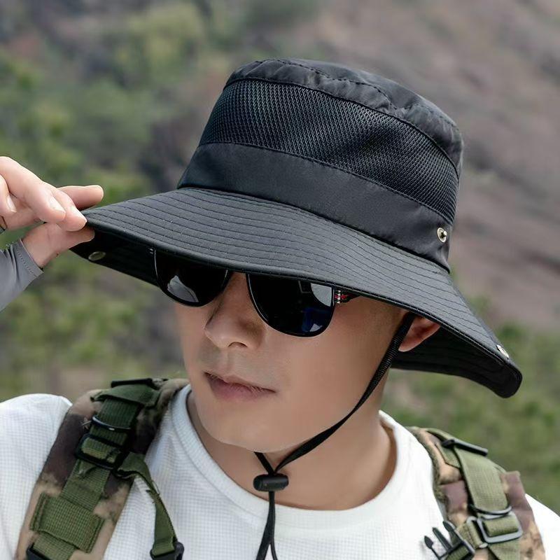 New Summer Mesh Breathable Bucket Hat Men's Outdoor Hiking Hat Women's Big Brim Sun Hat Benny Hat
