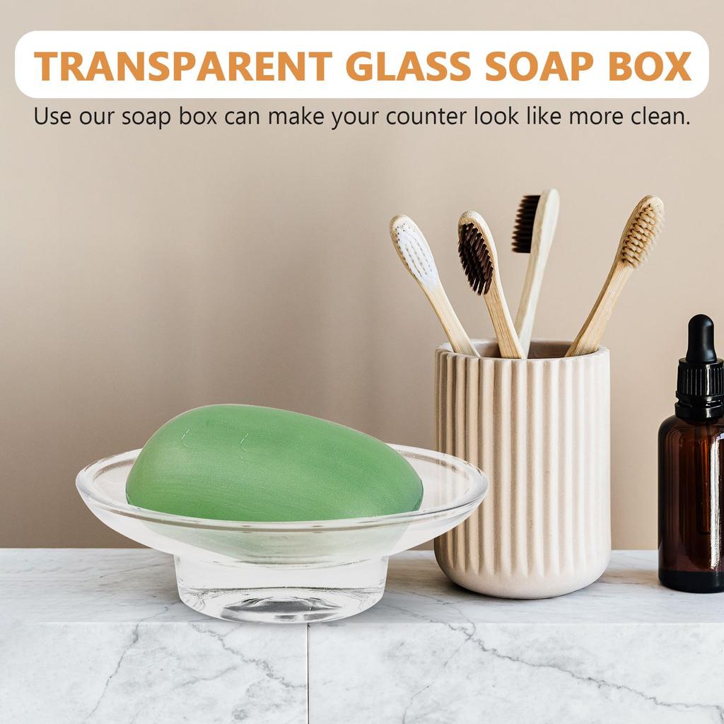 Soap Dish Box Transparent Drain Holder Decorate Draining Bar Round Travel Container
