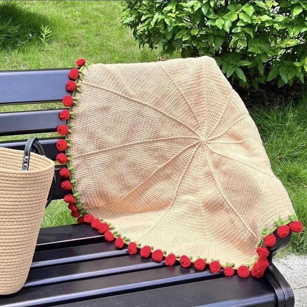1 Set DIY Flower Blanket Crochet Kit Gift Crochet Starter Kit Table Cover for Home Decor Valentine's Day Anniversary DIY Gift