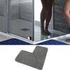 Absorbent L-shaped Chenille Bath Mat Washable Carpet Durable Corner Shower Mat  Bathroom