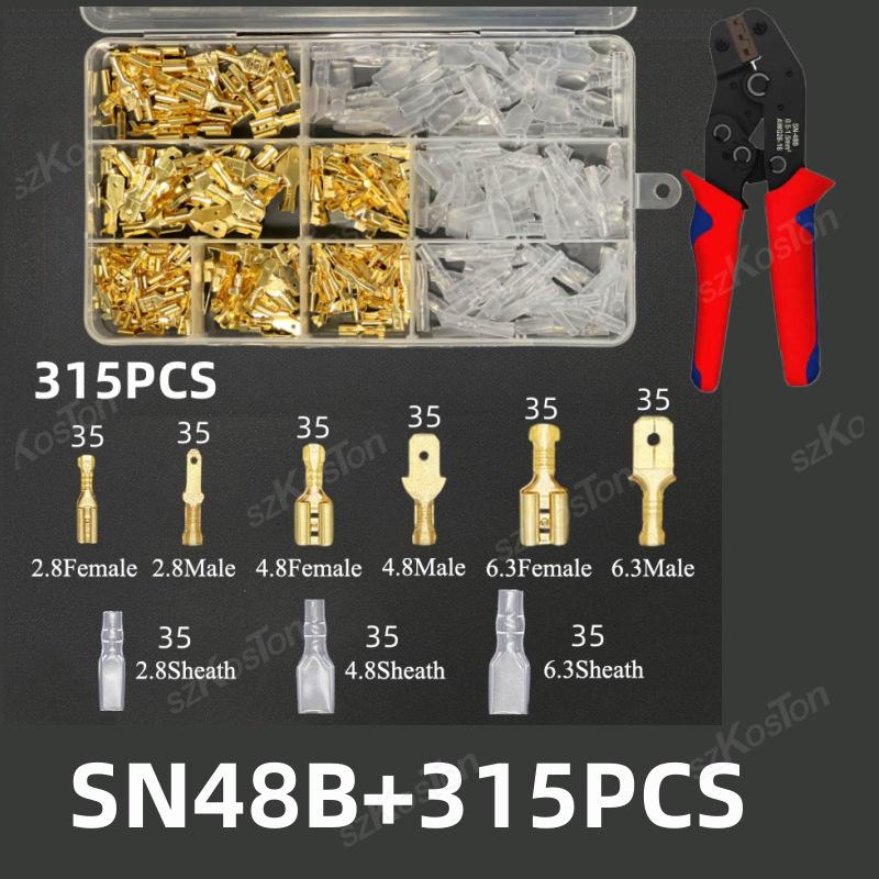 315pcs Male Female Wire Box Insulated Cable Connector 2.8/6.3mm Electrical Crimp Terminals Termin Spade Connectors Assorted Kit
