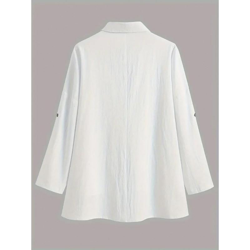 Womens Summer Casual Shirt With Polo Collar And Button Design For Office Wear