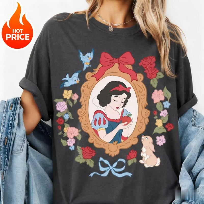 Summer Disney Snow White Graphic Tshirt Men Women Fashion Cotton Quality Casual Loose Short Sleeve Classic Unisex