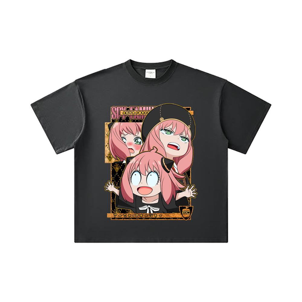 260 GSM Double Yarn 32 Count 100% Cotton Spy Family V12 Anya Print Unisex Heavy Cotton T Shirt