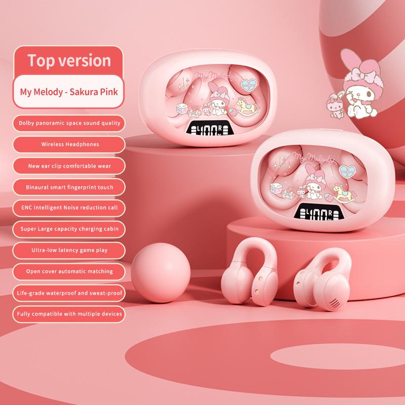 EX53 Trådløse Øreklem-hodetelefoner Tegneseriedesign Smart Digital Skjerm Volumjustering Sikker Passform & Komfort Bluetooth Ørepropper