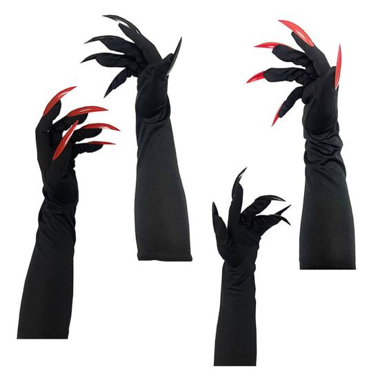 Halloween Gloves Long Section Ghost Claw Gloves Cosplay Gloves with Long Nails for Role-playing Costume Party Dress-up