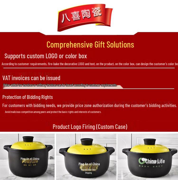 Large Capacity Heat Resistant Ceramic Stew Pot Ming Health Home Gift