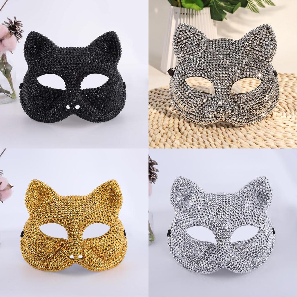 Masque Tête de Mort Argenté à Strass pour Fêtes Costumées d'Halloween