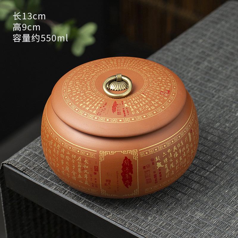 Vintage Purple Sand Ceramic Tea Jar Household Sealed Moisture Proof Tea Coffee Bean Storage Jar Modern Candy Storage Container
