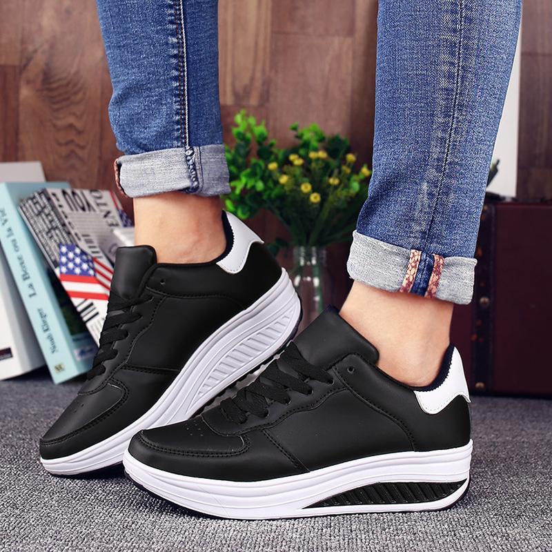 Women Sneakers New Breathable Vulcanize Shoes Waterproof Wedges Platform Woman Sneaker Leather Casual Shoes Mujer