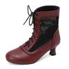 Fashion 2025 New Lace Up Hollow Mesh Victorian Ladies High Heel Shoes Strange Steampunk Boot Ankle Boots Women Thick Soled Short Boots