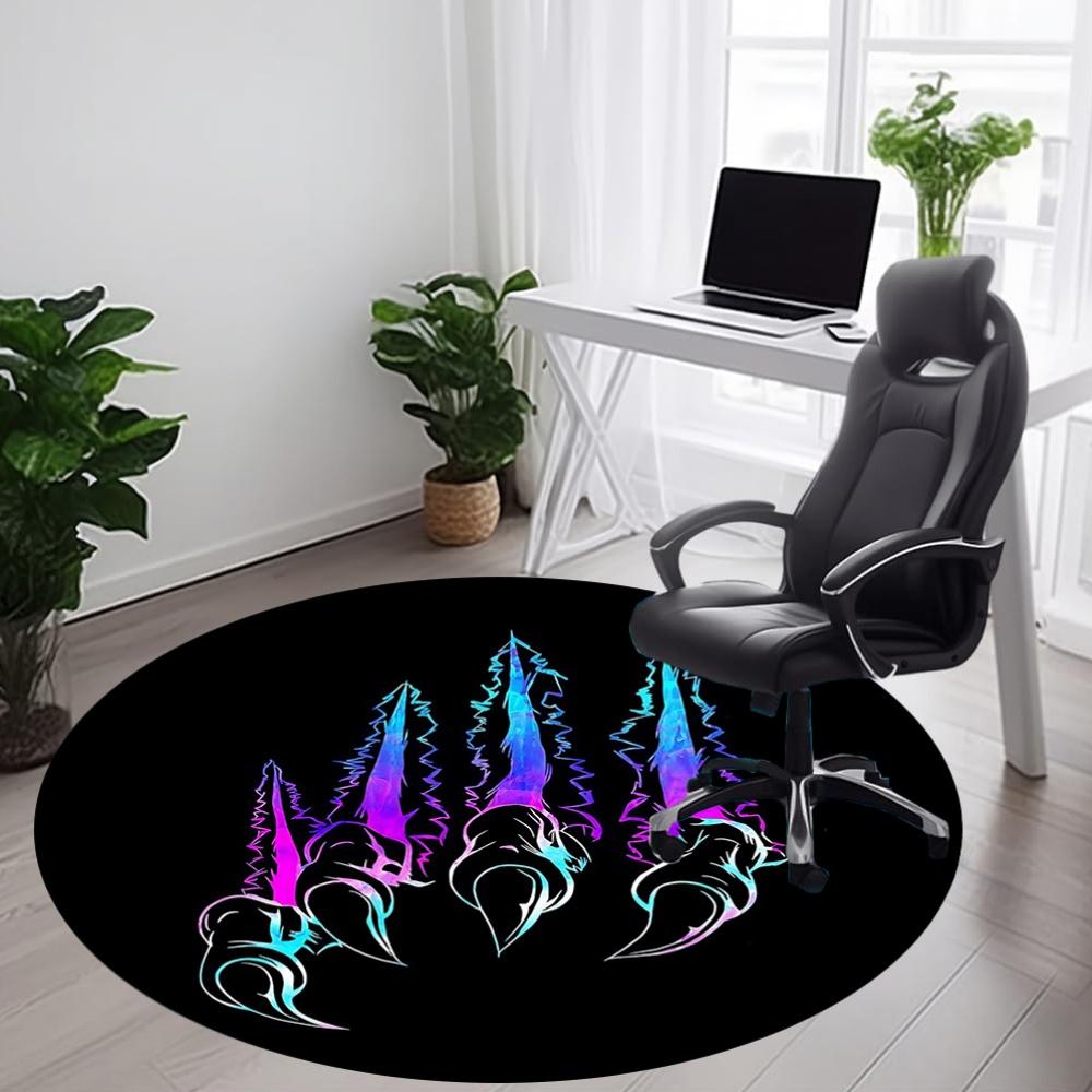 1pc Claw Marks Office Round Area Rug, Mat Suitable For Office, Under Office Chairs Bedroom Living Room Home Decor, Room Deco