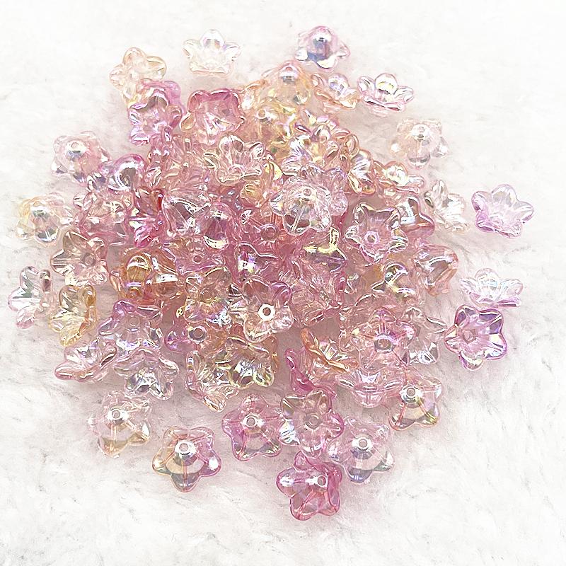 50pcs 7x13mm Gradual Change Acrylic Bellflower Beads Caps Jewelry Findings Charms Bracelets Spacer Beads for Jewelry Making