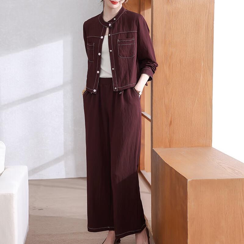 Women's Plus Size Autumn Three-Piece Wide-Leg Pants Set