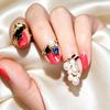 Korean Style Gemstone Cat Pearl Nail Art Ring Set - 4 Pieces