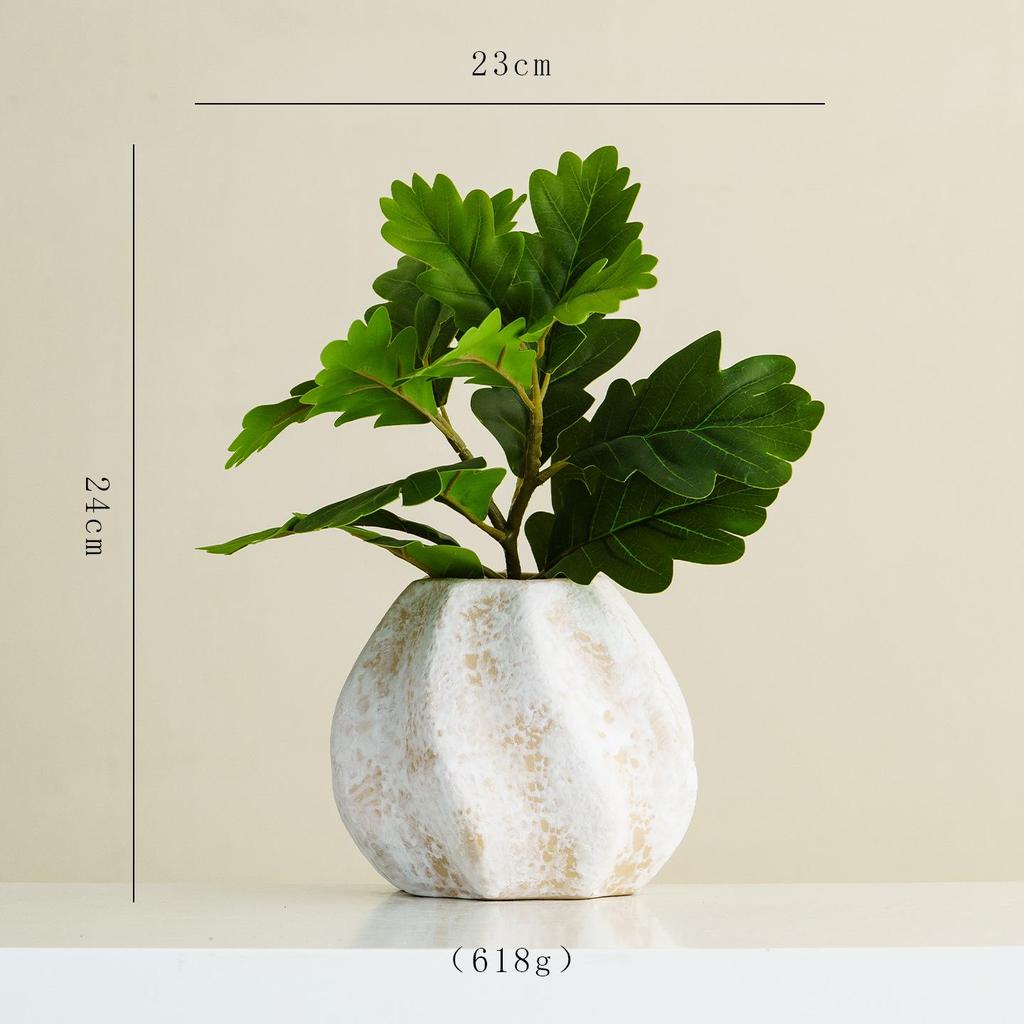 Shu Men Wabi-Sabi Stil Keramikkrug: Retro-Musterung, verwitterte Textur, Trockenblumen-Vase für Wohnzimmer- oder Esstisch-Dekoration
